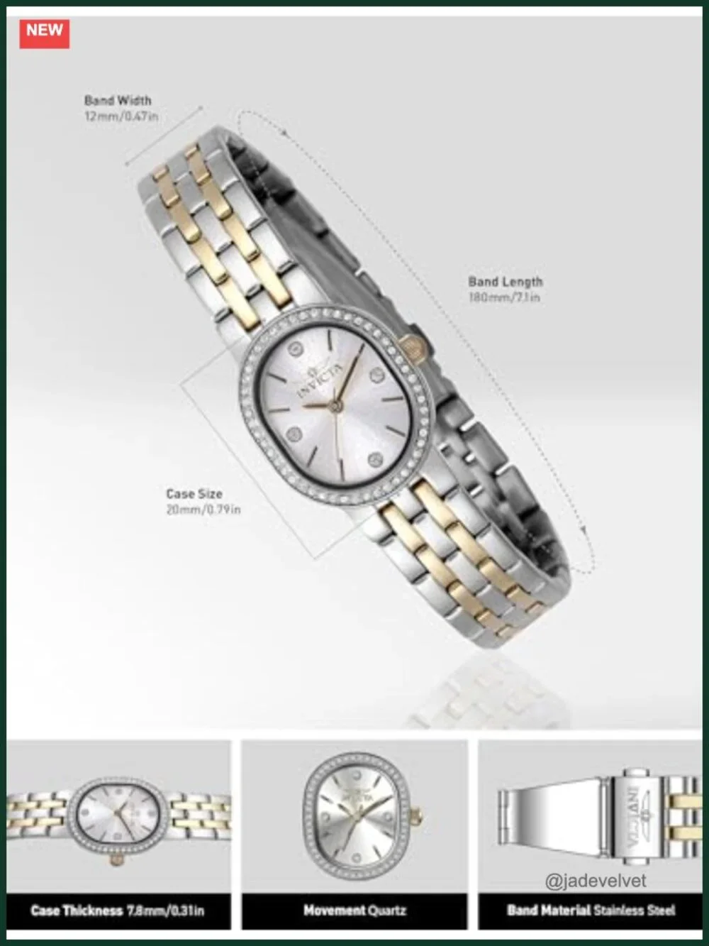 Invicta Angel Lady 20mm Stainless Steel Quartz Watch Water Resistant 30m